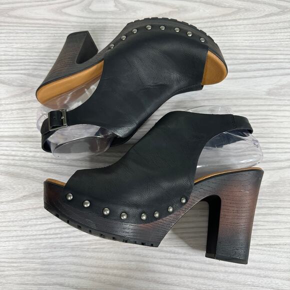 Korks Arden Clog Sandal 10M Black Leather Studded Platform Chunky Heel KR0013709 - Picture 7 of 10